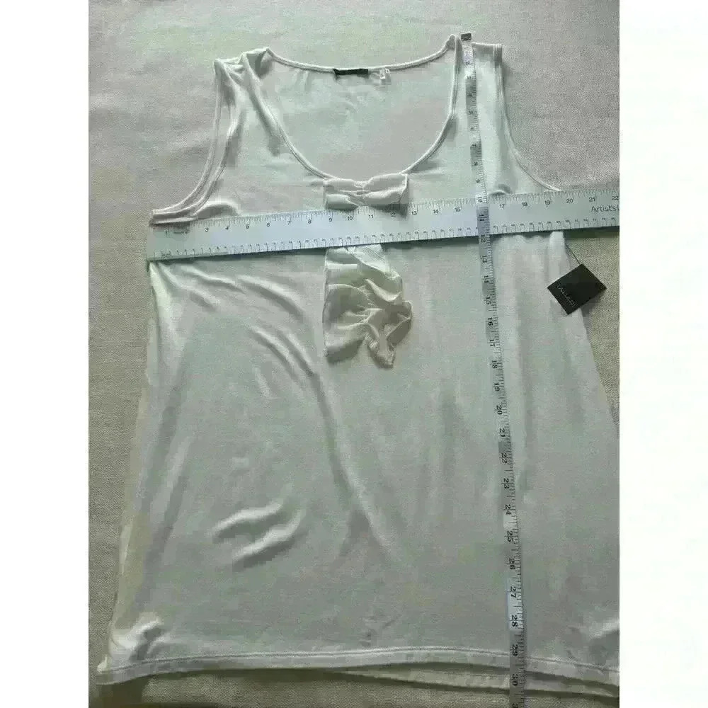 NWT Tahari Knit Jersey Sleeveless Tank Top With Ruffle Antique White Size XL New - Picture 7 of 7